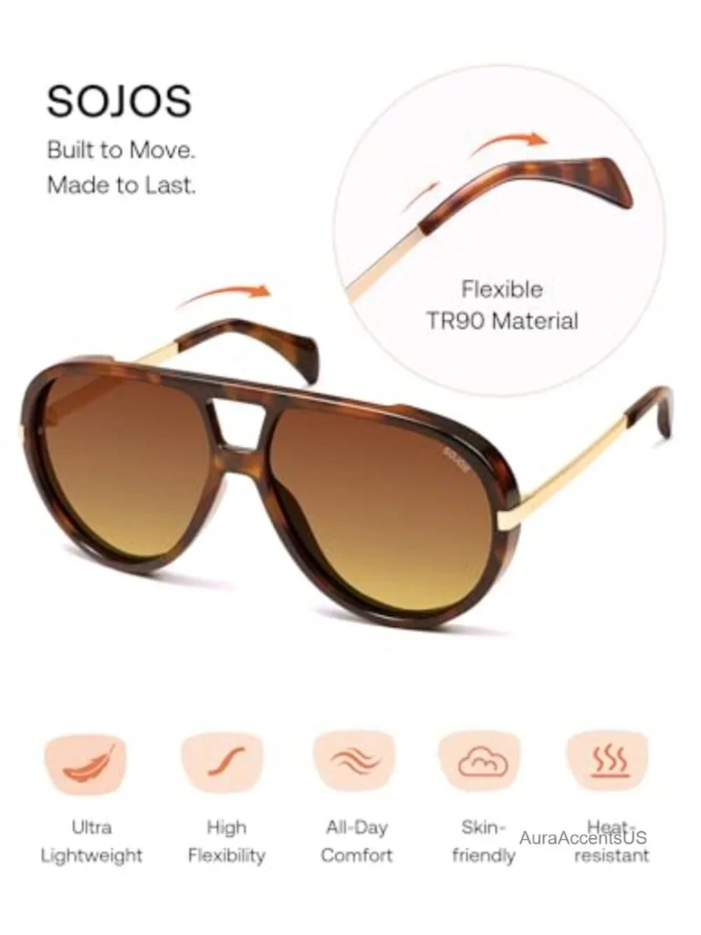 Retro Oversized Aviator Polarized Sunglasses UV Protection Shield